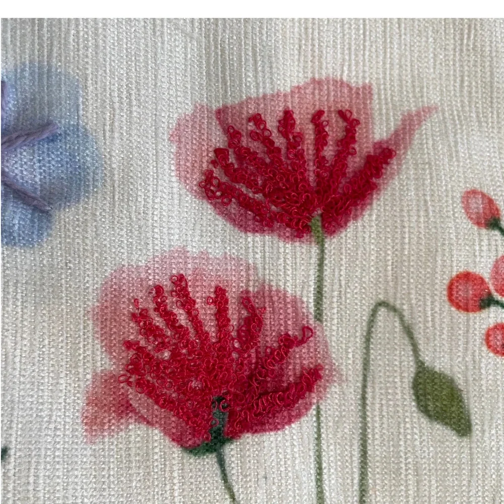 Cupcakes & Cashmere Embroidered Floral Table Runner 14x72 Pop of Color NEW